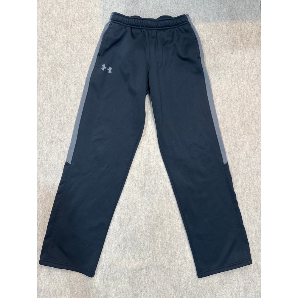 Under Armour ColdGear Boys Black Gray Fleece Loose Fit Sweatpants Size YLG L